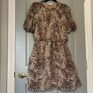LOFT Animal Print Ruffle Dress